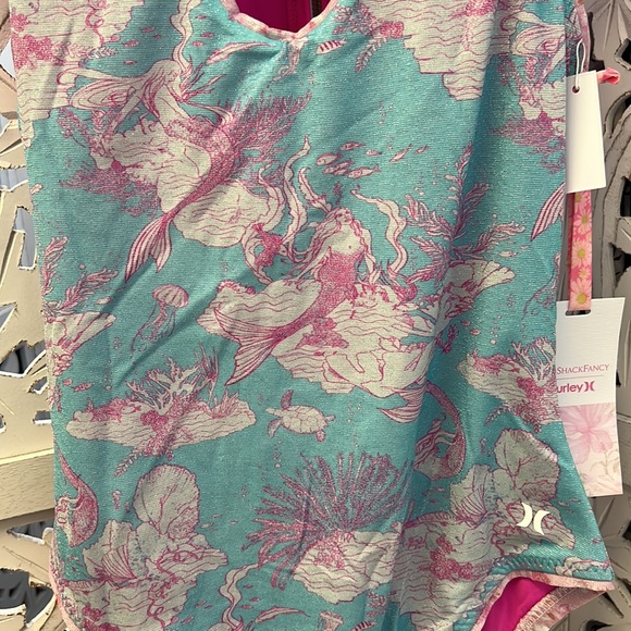 NWT Hurley X Love shack Fancy collab. Moderate coverage one piece. Blue and pink - Picture 6 of 9